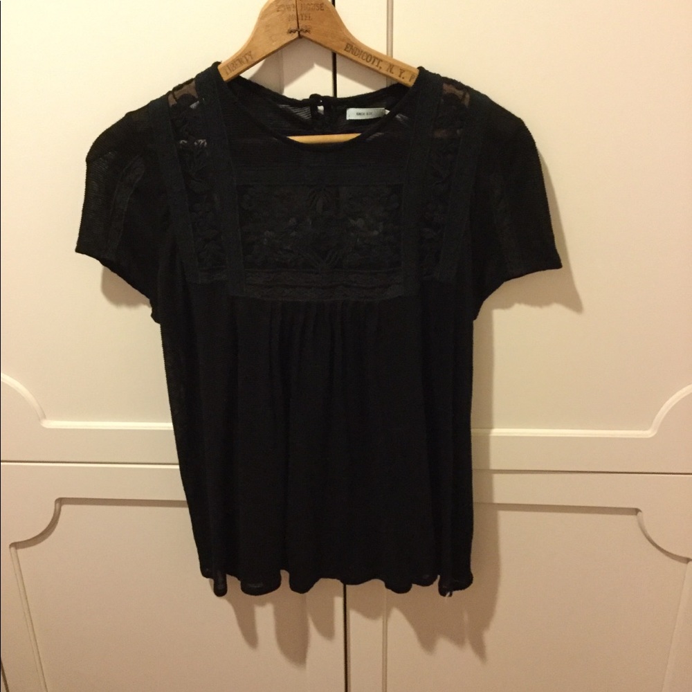 Lace Panel Crepe Top
